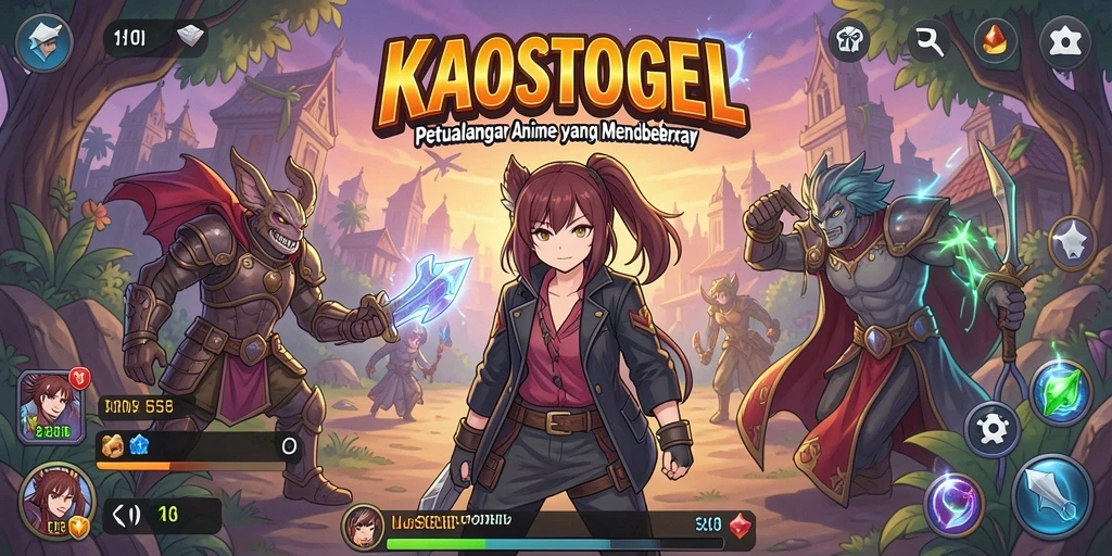 Tampilan gameplay KAOSTOGEL yang menarik dengan elemen anime.
