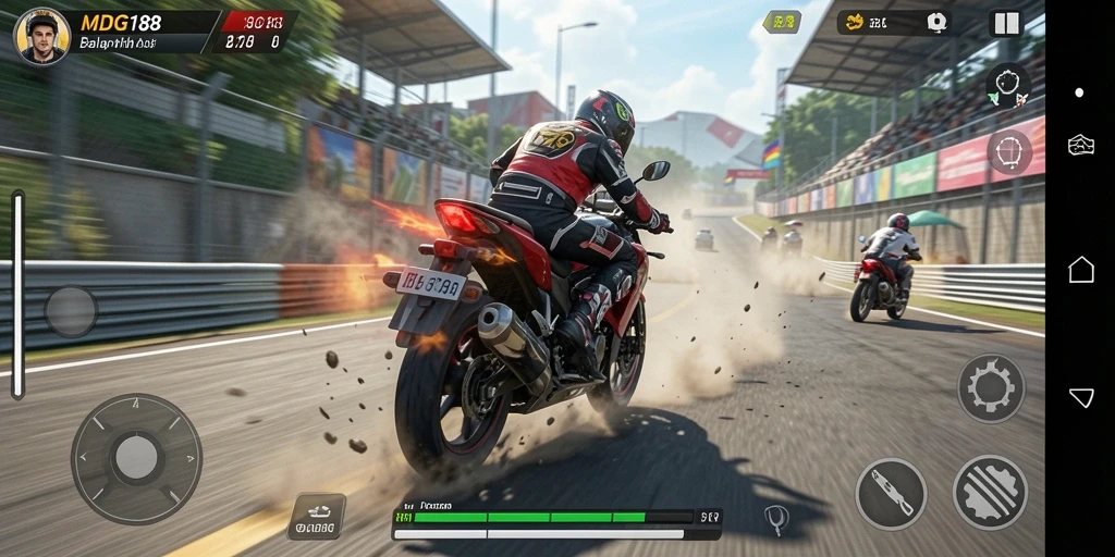 Tampilan gameplay balap motor yang seru di MDG188.