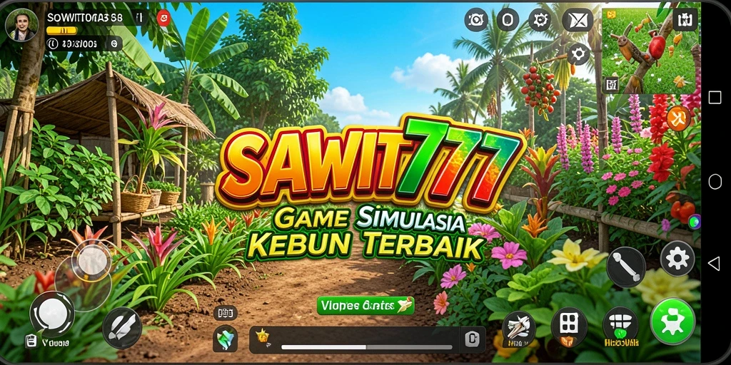 Tangkapan layar gameplay SAWIT777 yang menampilkan kebun sawit yang subur.
