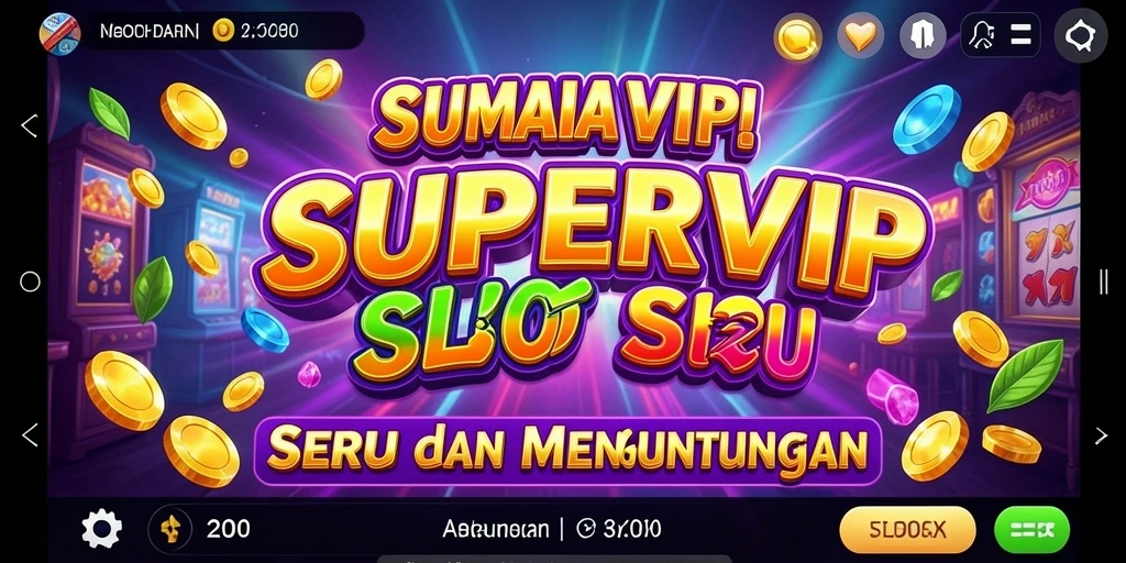 Screenshot gameplay SUPERVIP menampilkan gulungan slot dengan simbol menarik.